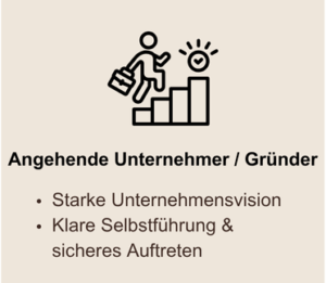 Angehende Unternehmer/ Gründer: Starke Unternehmensvision, Selbstführung & sicheres Auftreten
